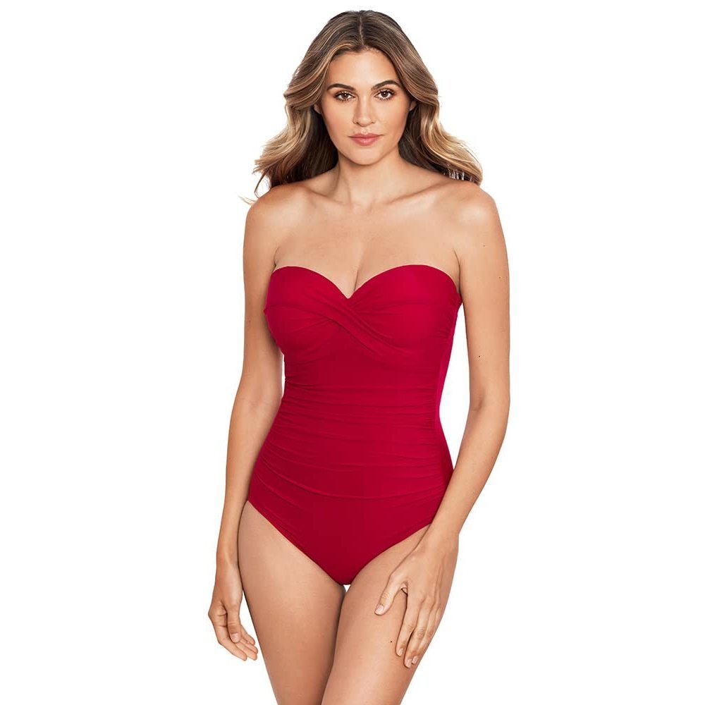 Miraclesuit Rock Solid Madrid Bandeau Underwire One Piece Swimsuit Grenadine 16